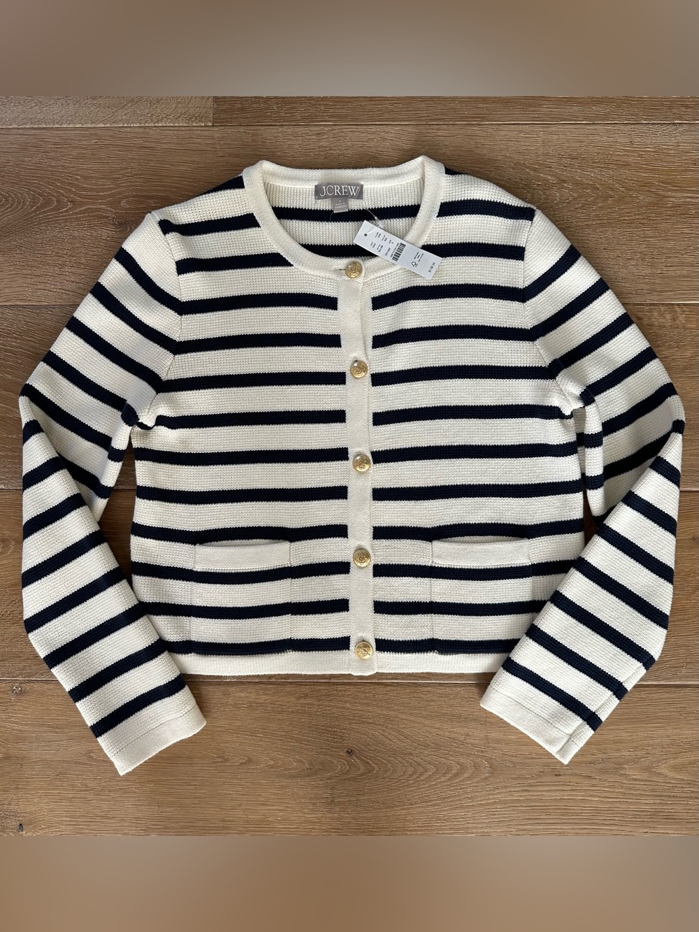NWT J Crew Black and White Stripe Cardigan size small
